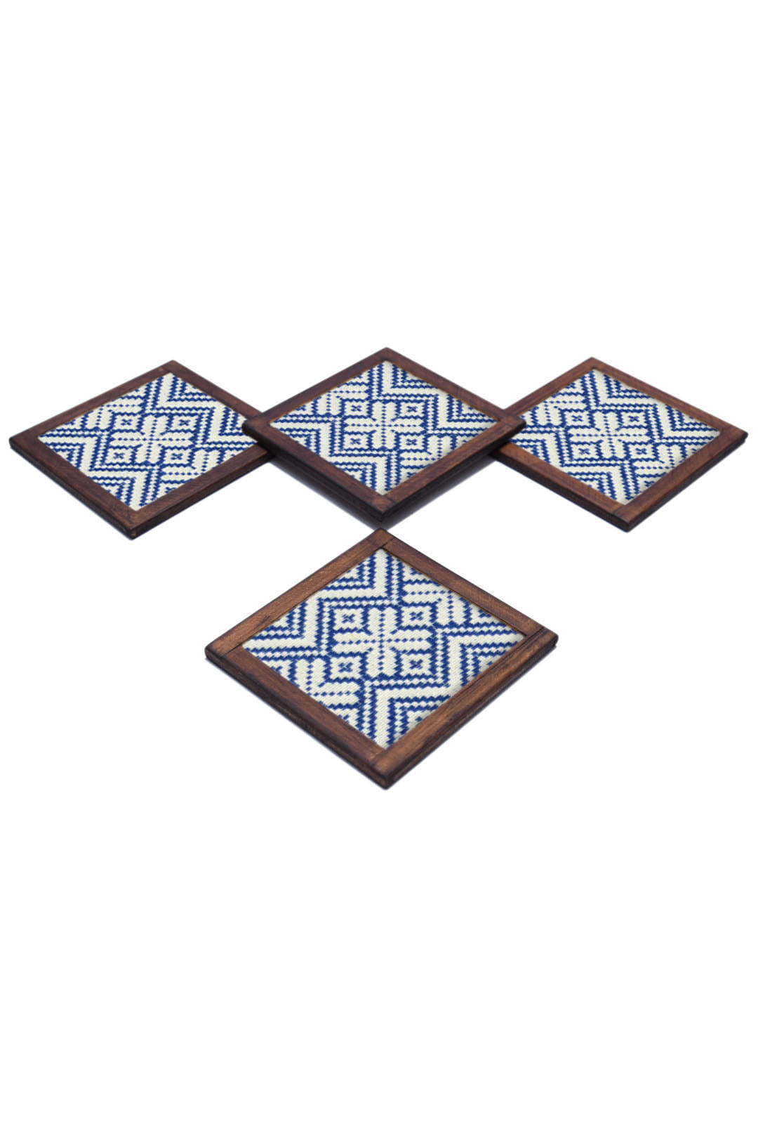 Linol Coasters - Set of 4 pcs  with Coaster Holder