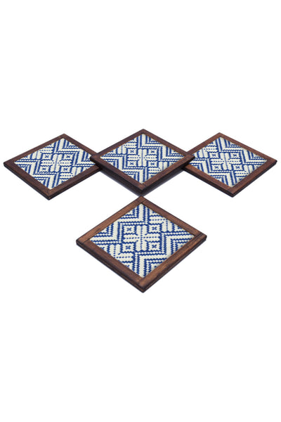 Linol Coasters - Set of 4 pcs  with Coaster Holder