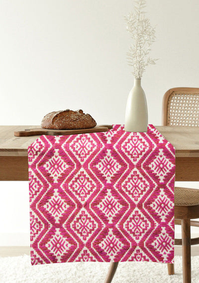 Red floral printed table runner