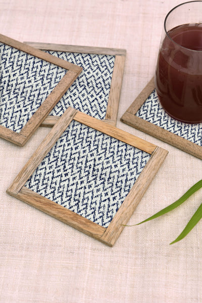 Herringbone Coasters - Set of 4 pcs  with Coaster Holder