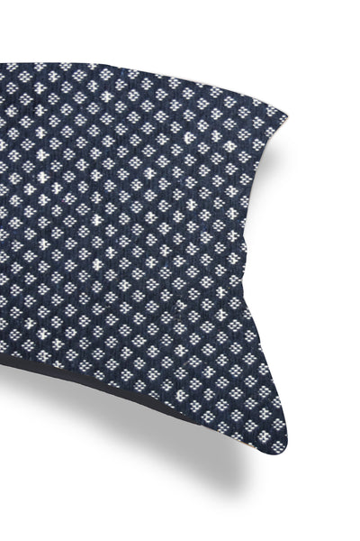 Beige and Blue Geometric Cushion