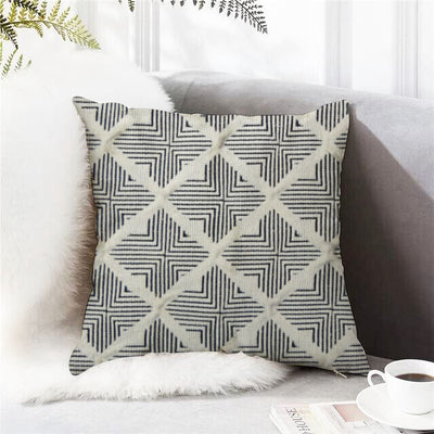 Grey Criss-Cross Cotton Cushion
