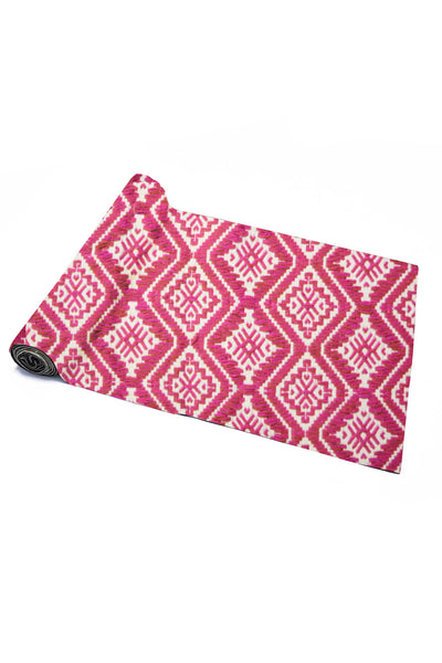 Red floral printed table runner