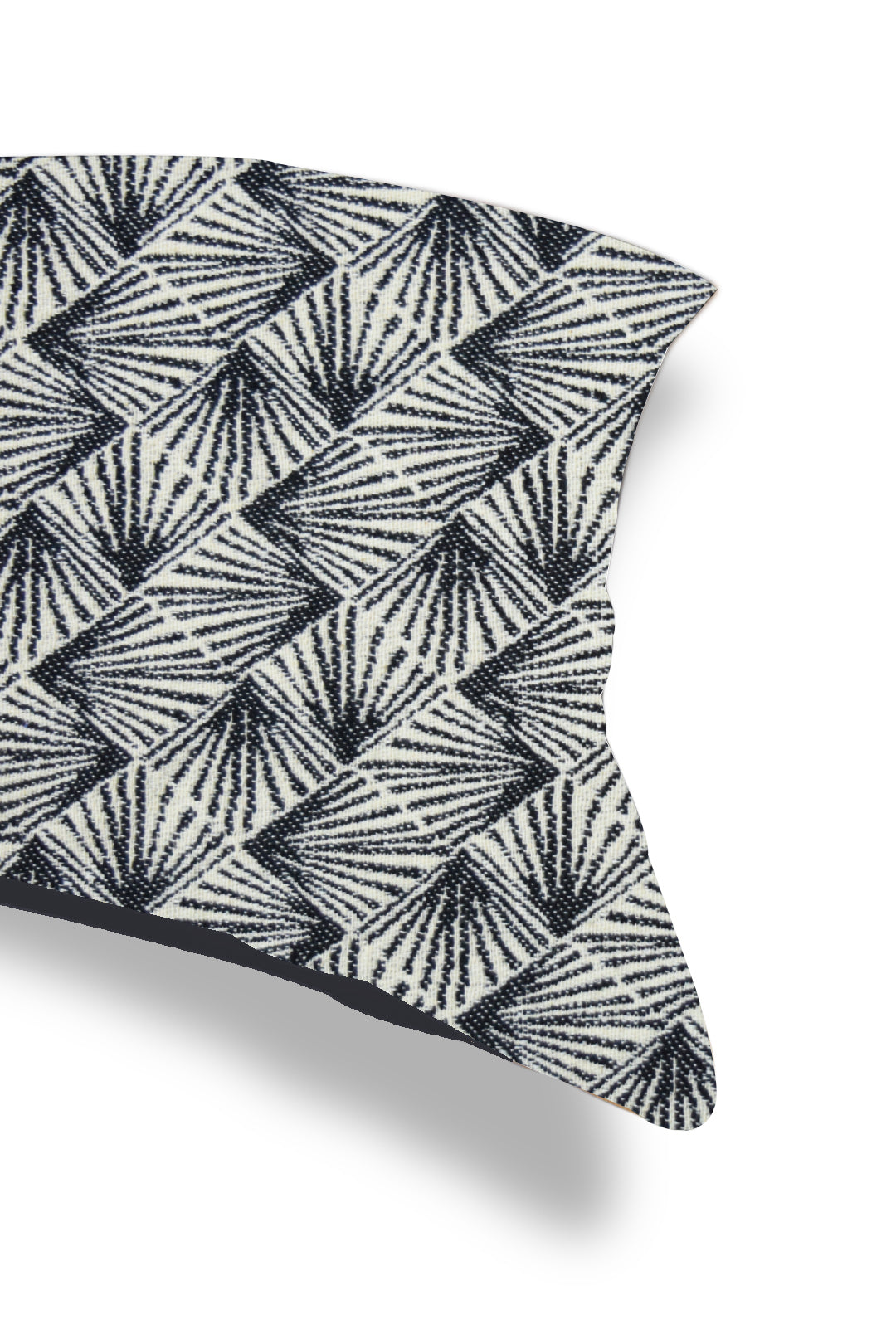 Block printed black and white cushion