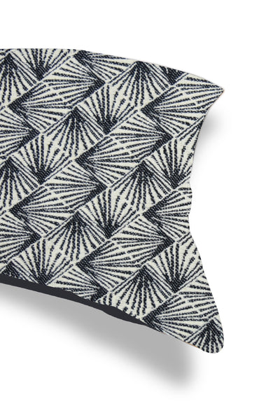 Block printed black and white cushion