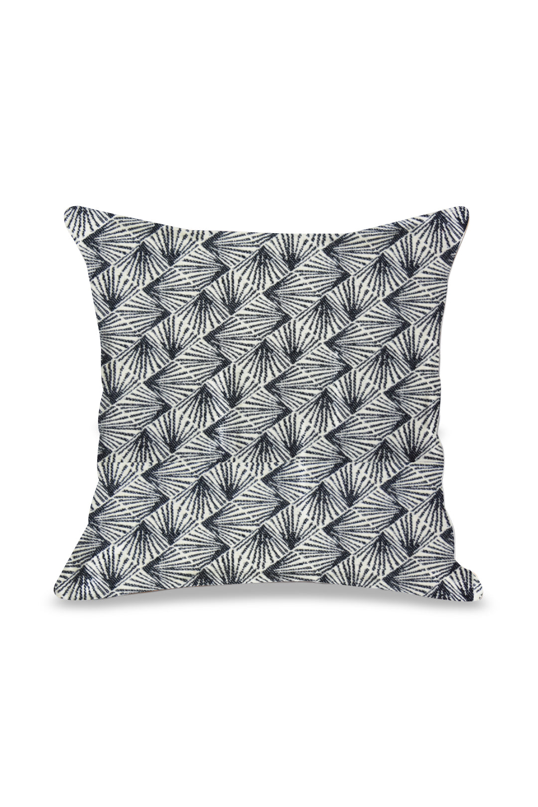 Block printed black and white cushion