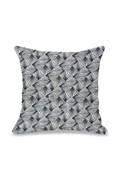 Block printed black and white cushion