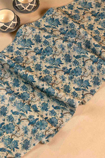 Royal Garden – Blue Floral Print Table Runner