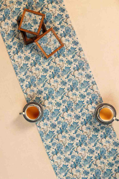 Royal Garden – Blue Floral Print Table Runner