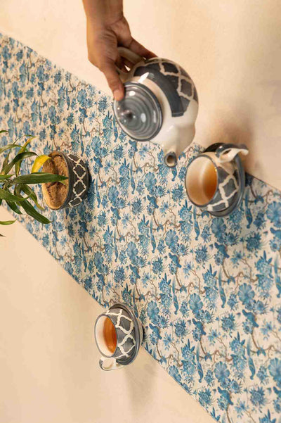 Royal Garden – Blue Floral Print Table Runner