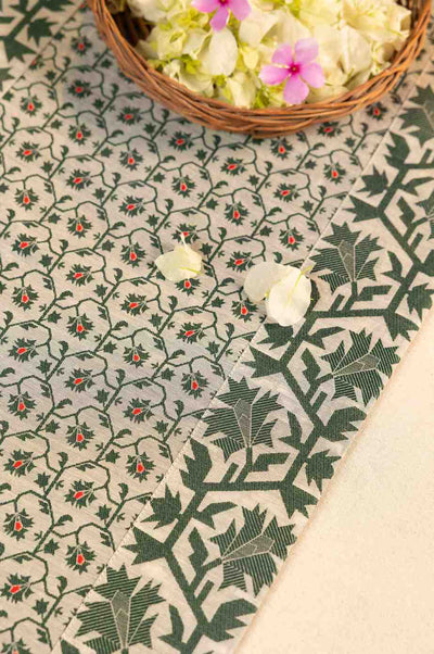 Forest Bloom – Handwoven Botanical Table Runner