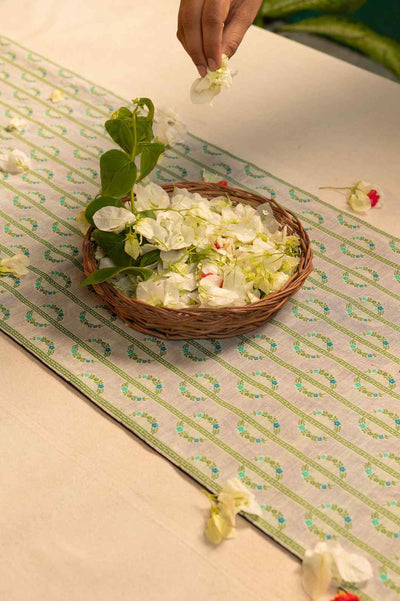 Meadow Grace – Green Vine Motif Table Runner