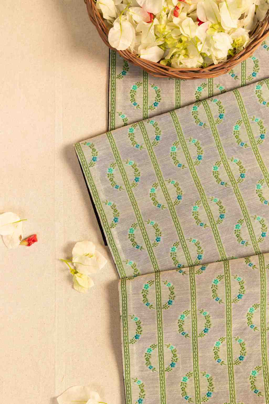 Meadow Grace – Green Vine Motif Table Runner