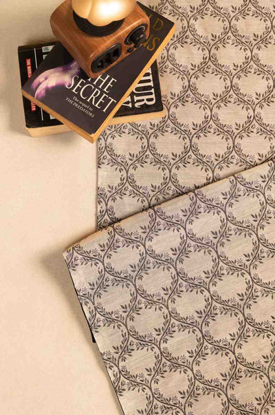 Woven Harmony – Elegant Grey Cutwork Table Linen
