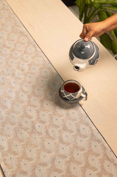 Ivory Elegance – Cutwork Weave Table Runner