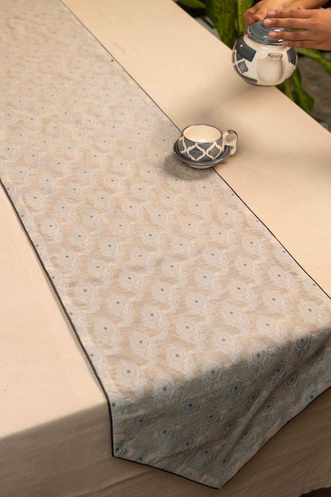 Ivory Elegance – Cutwork Weave Table Runner