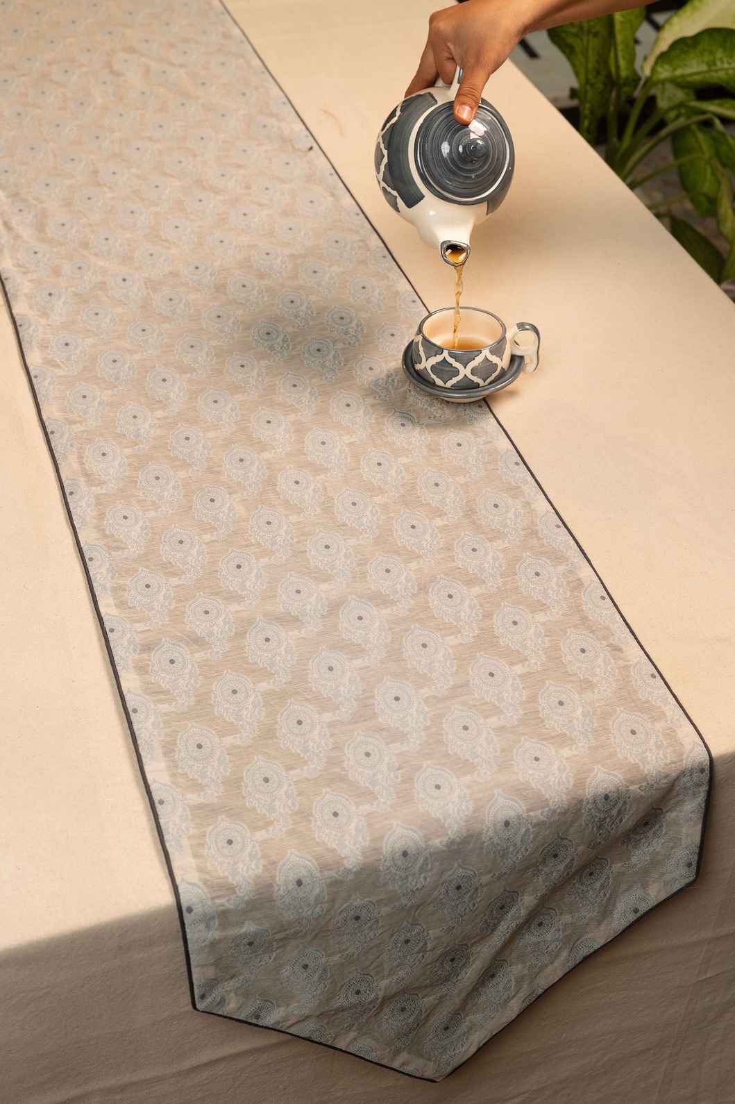 Ivory Elegance – Cutwork Weave Table Runner
