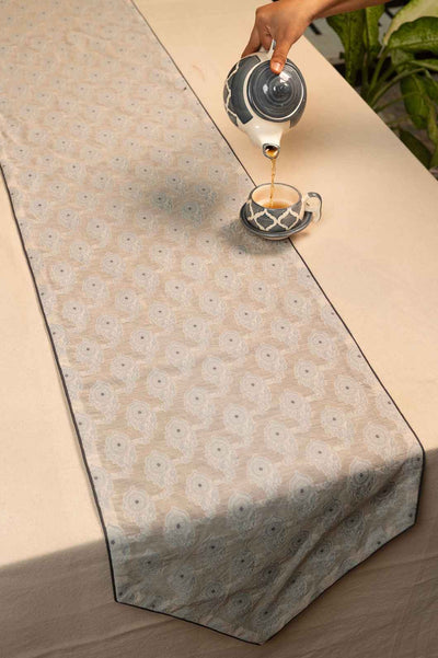 Ivory Elegance – Cutwork Weave Table Runner