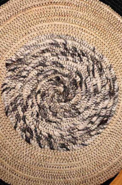 Midnight Spiral – Handcrafted Jute Floor Mat