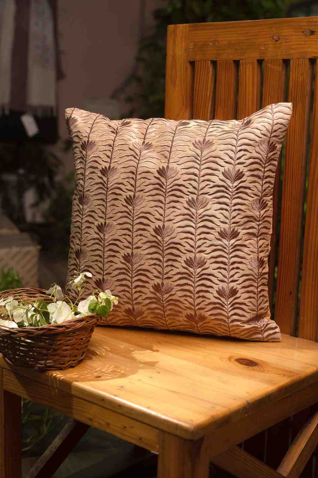 Heritage Bloom – Textured Embroidery Cushion