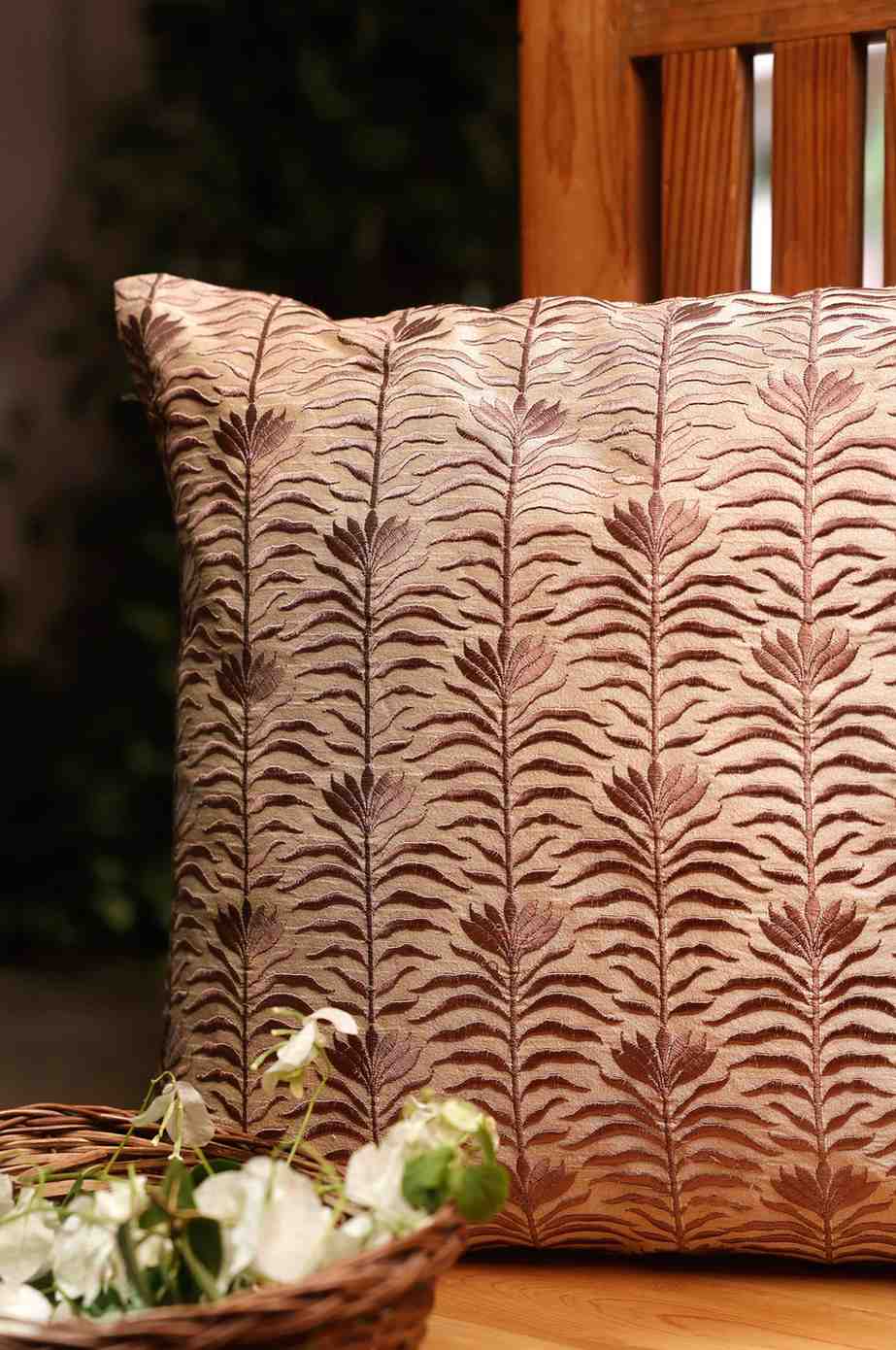 Heritage Bloom – Textured Embroidery Cushion