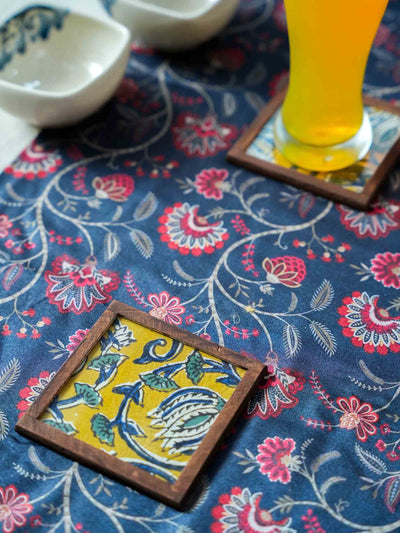 Tissue Box with Floral Coaster and Table Runner