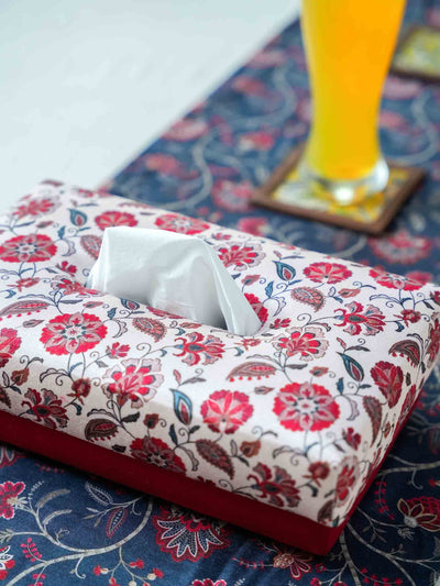 Tissue Box with Floral Coaster and Table Runner
