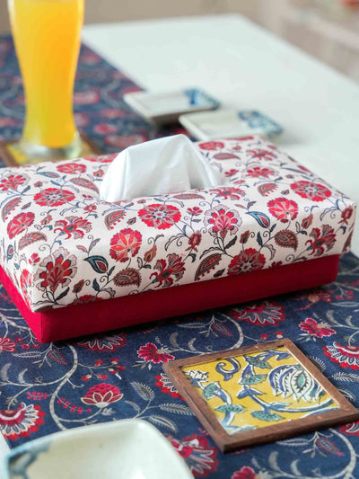 Tissue Box with Floral Coaster and Table Runner