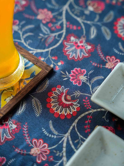 Tissue Box with Floral Coaster and Table Runner