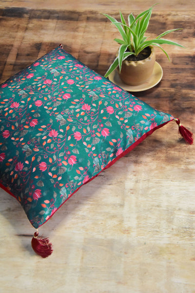 Green Floral Cushion Cover