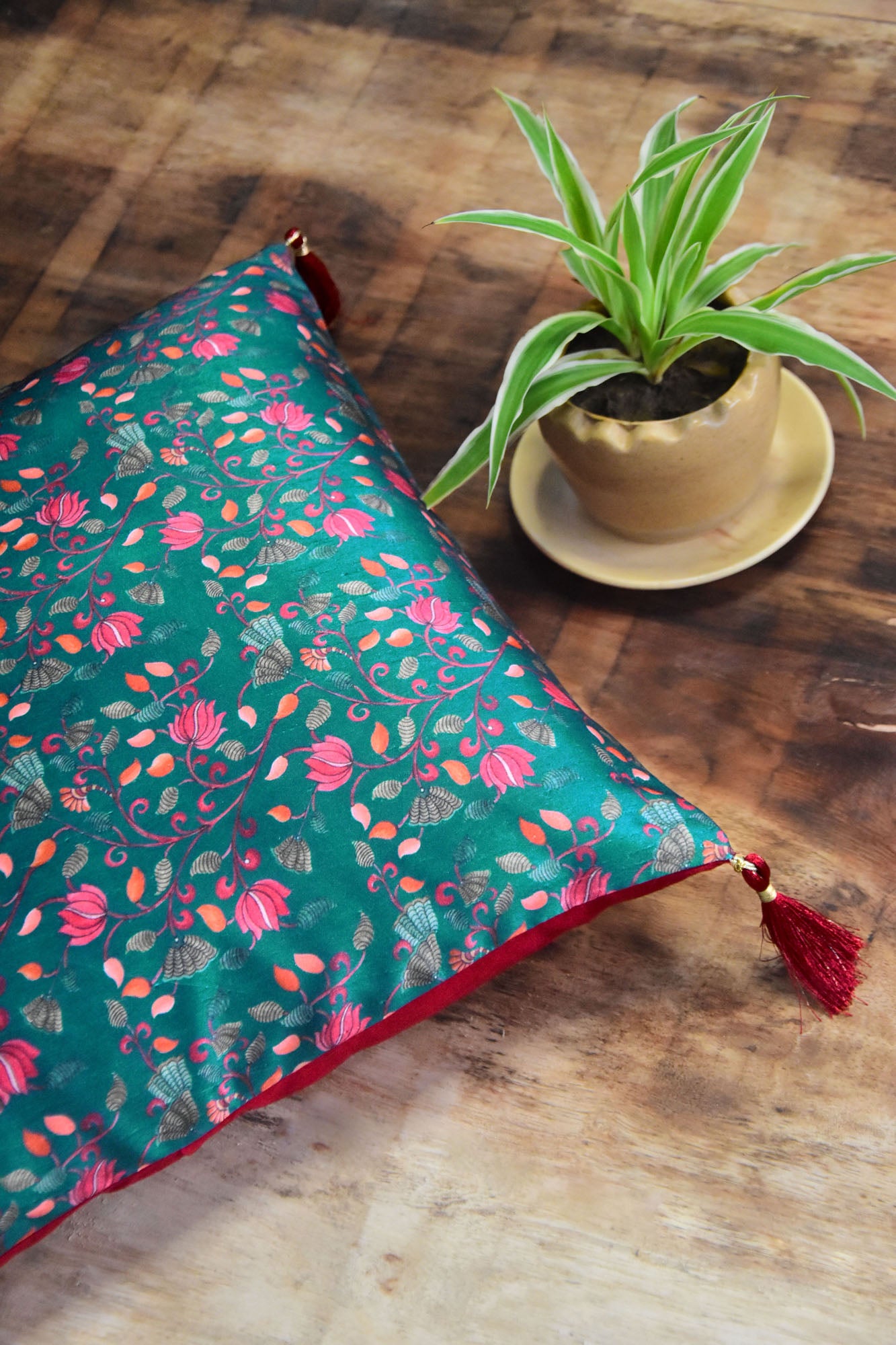 Green Floral Cushion Cover