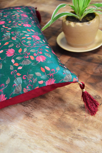 Green Floral Cushion Cover