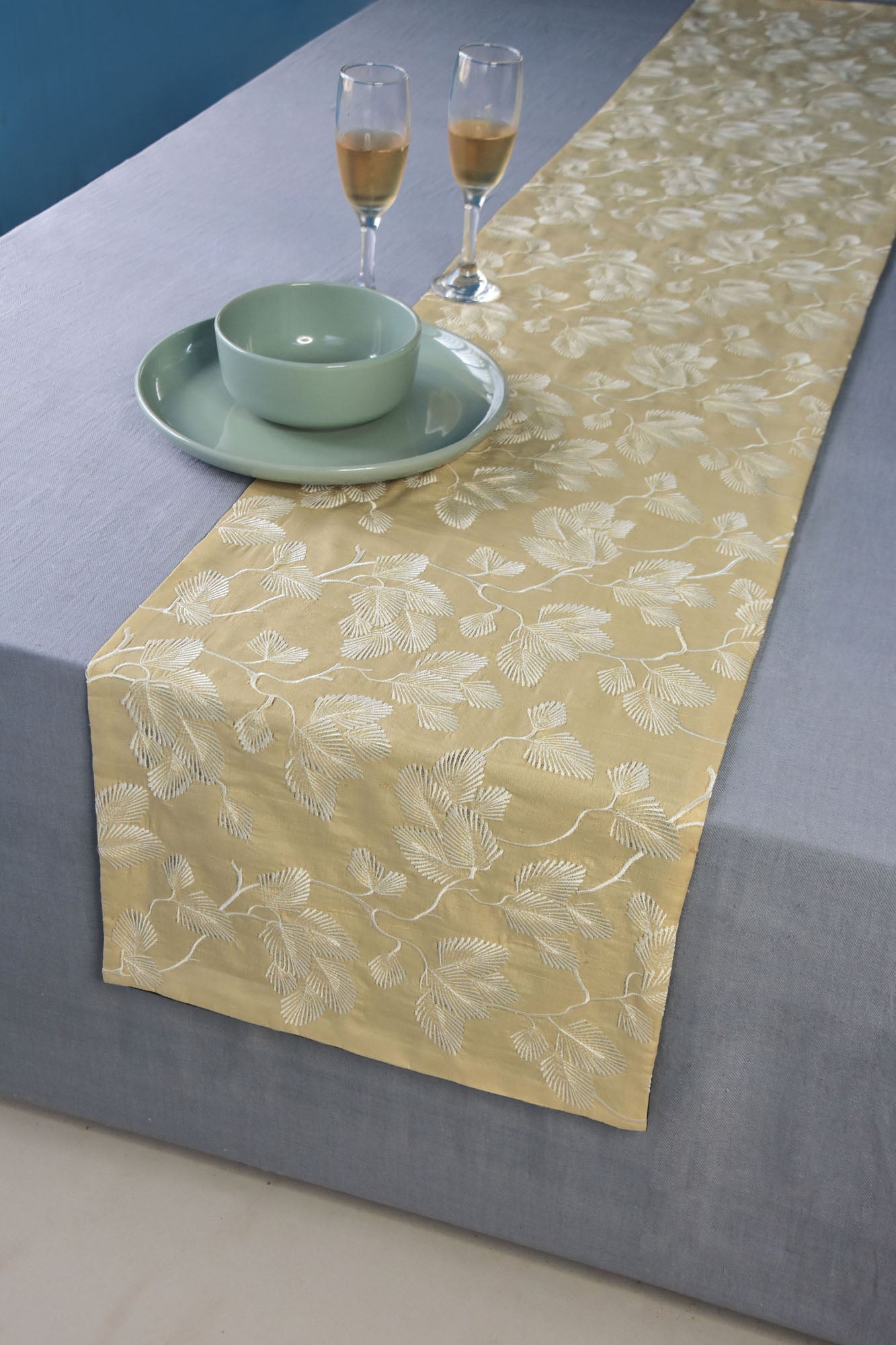 Beige Silk Table Runner