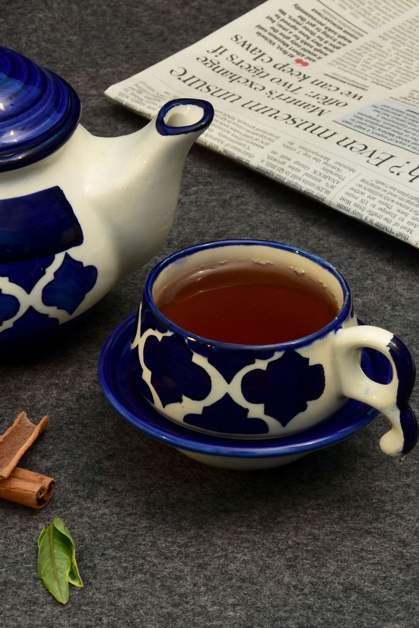azure cups and saucers - SET OF 2 PCS