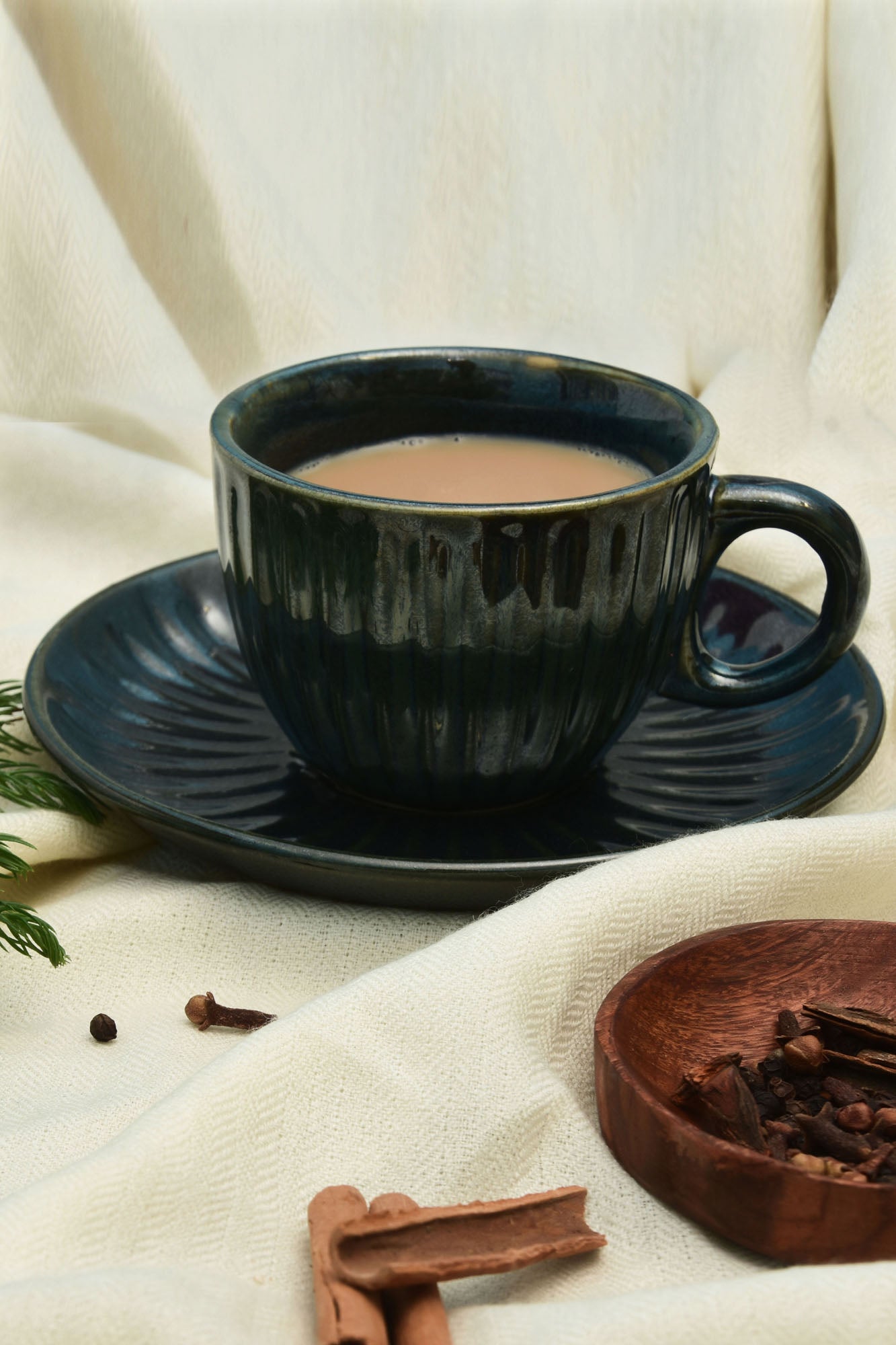 Teal blue Cup And Saucer- SET OF 2 PCS