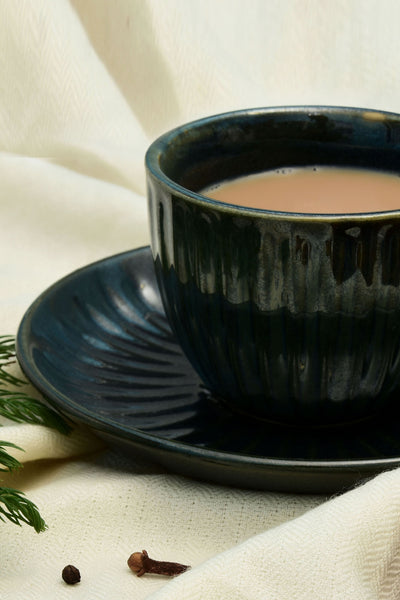Teal blue Cup And Saucer- SET OF 2 PCS