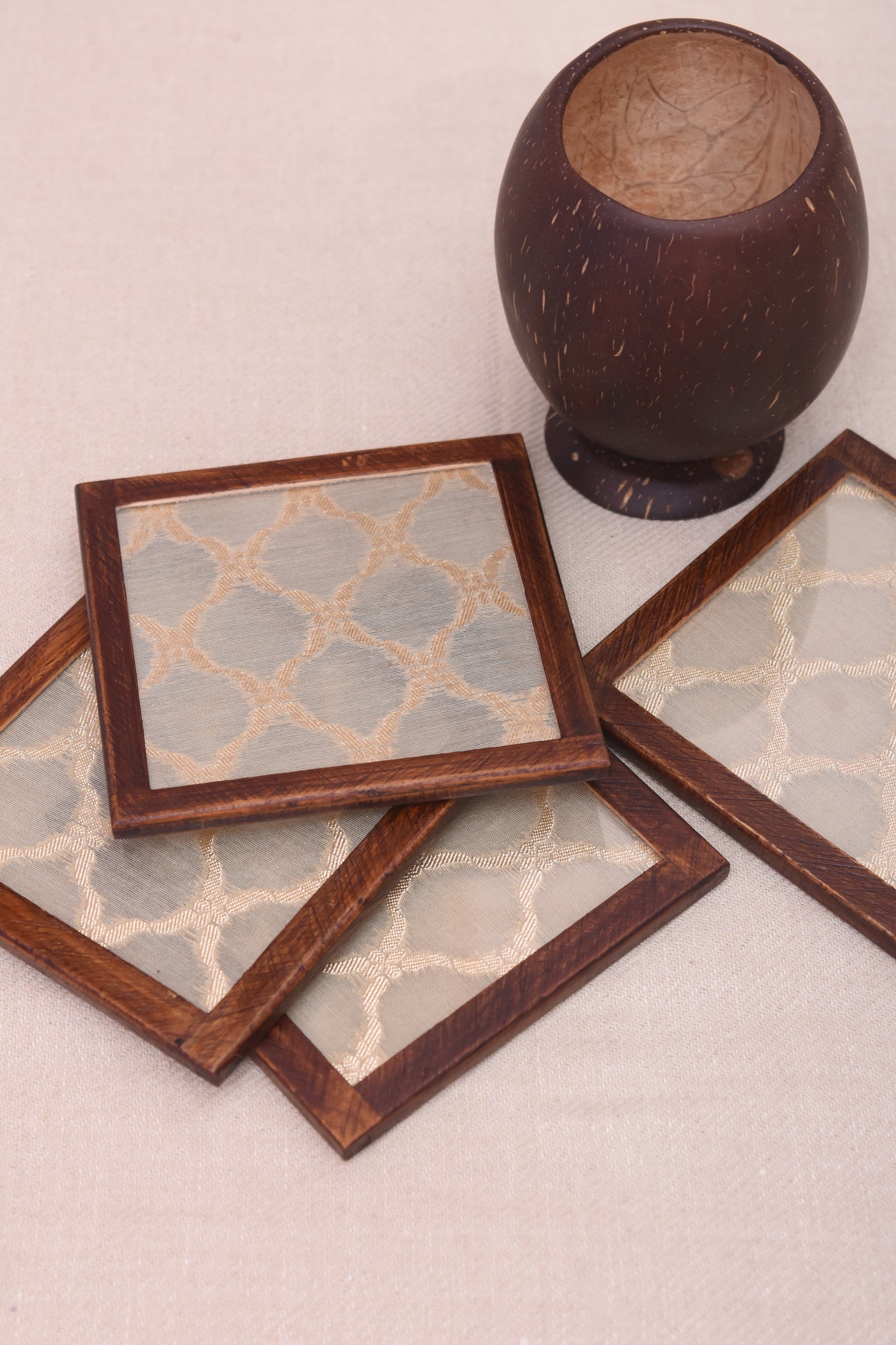 Lover's Charm Coaster - SET OF 4 PCS with Coaster Holder