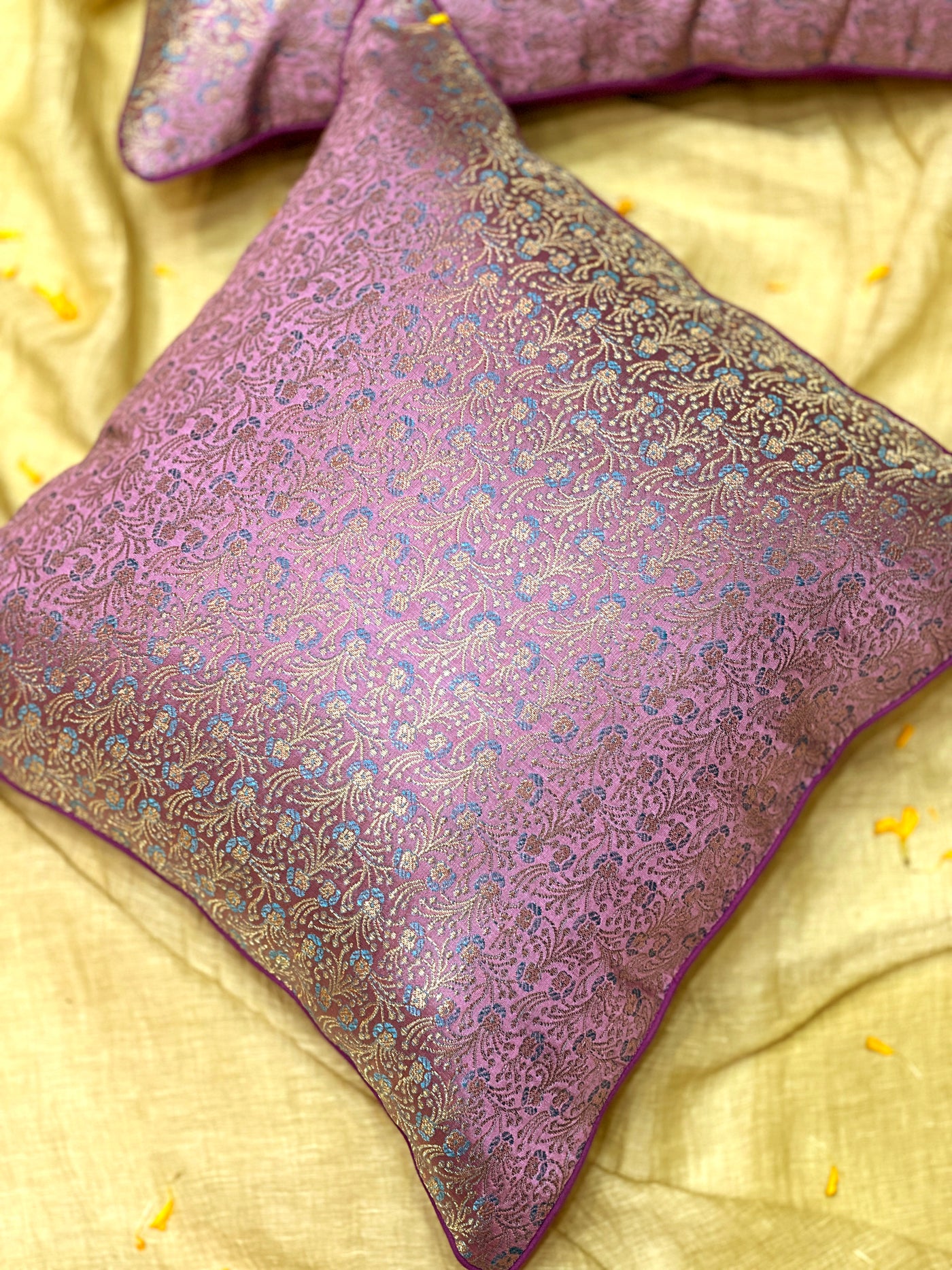 Royal Violet – Blended Silk Brocade Cushion Cover