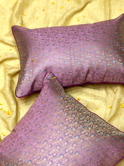 Lavender Luxe – Blended Silk Brocade Cushion