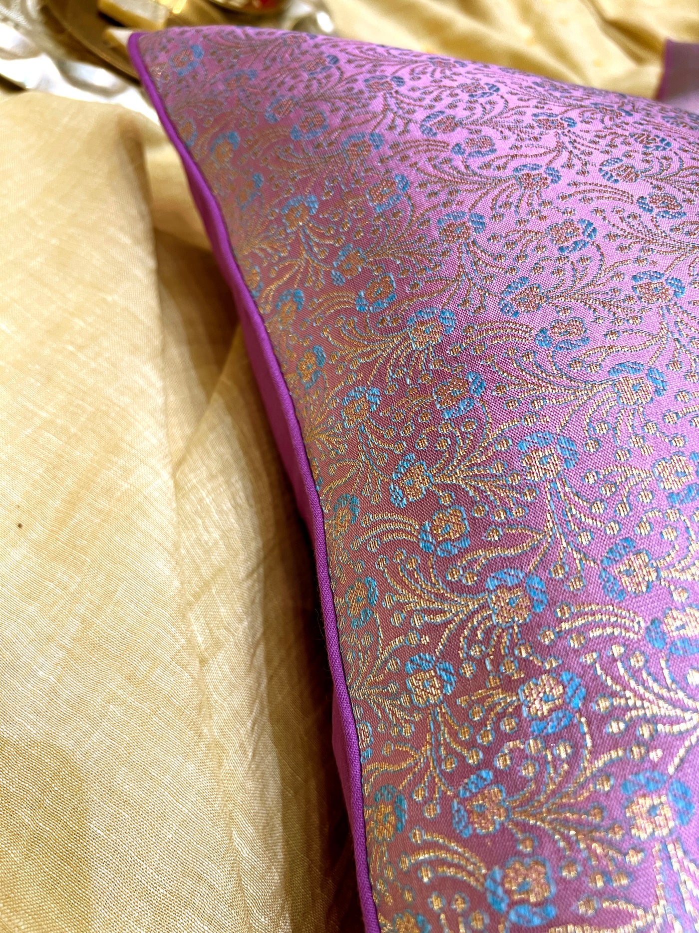 Royal Violet – Blended Silk Brocade Cushion Cover