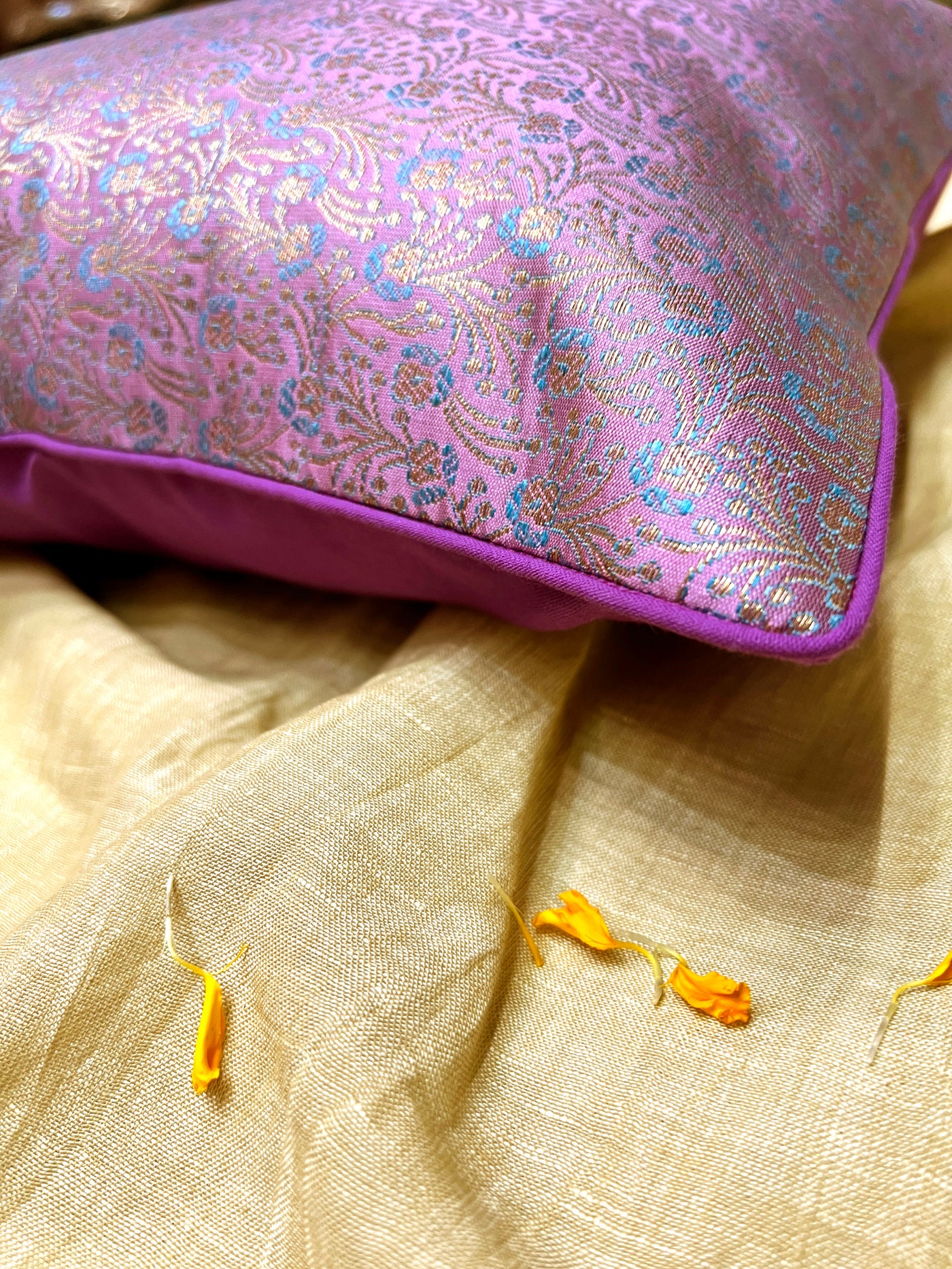 Royal Violet – Blended Silk Brocade Cushion Cover