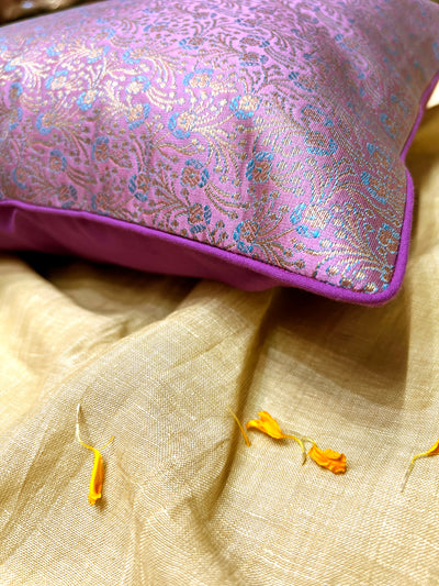 Royal Violet – Blended Silk Brocade Cushion Cover