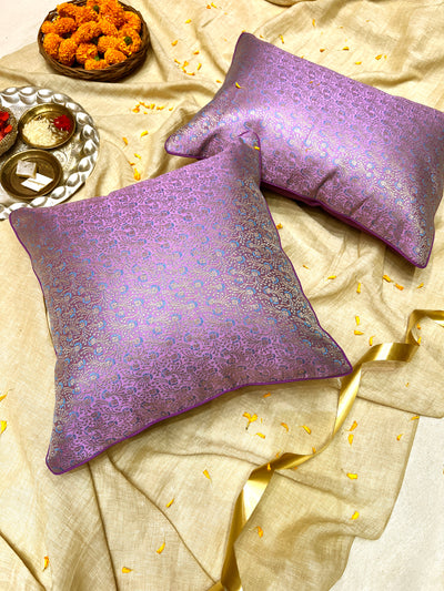 Royal Violet – Blended Silk Brocade Cushion Cover