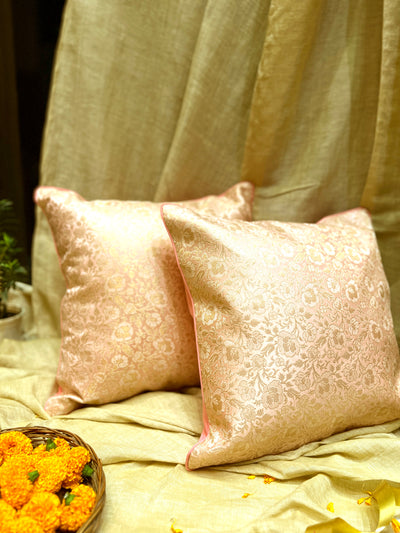Rosé Mist – Luxury Brocade Cushion