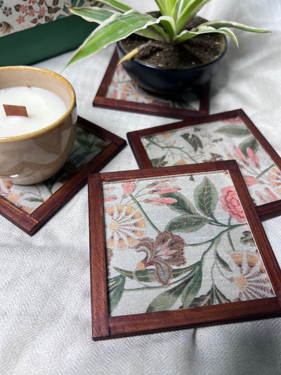 Woodland Whimsy Coasters - SET OF 4 PCS  with Coaster Holder
