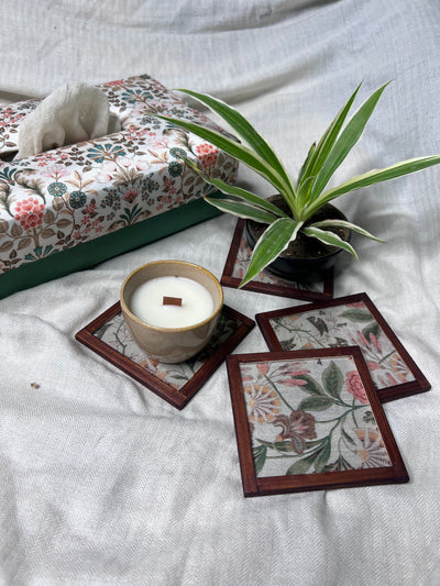 Woodland Whimsy Coasters - SET OF 4 PCS  with Coaster Holder