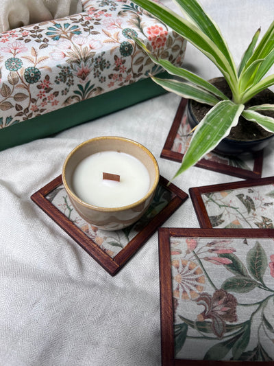 Woodland Whimsy Coasters - SET OF 4 PCS  with Coaster Holder