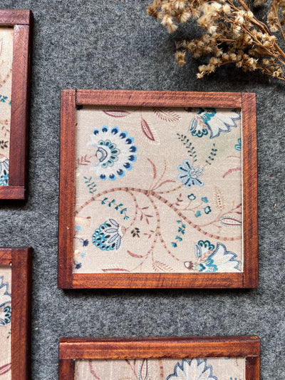 "Floral Medley " COASTERS - SET OF 4 PCS  with Coaster Holder