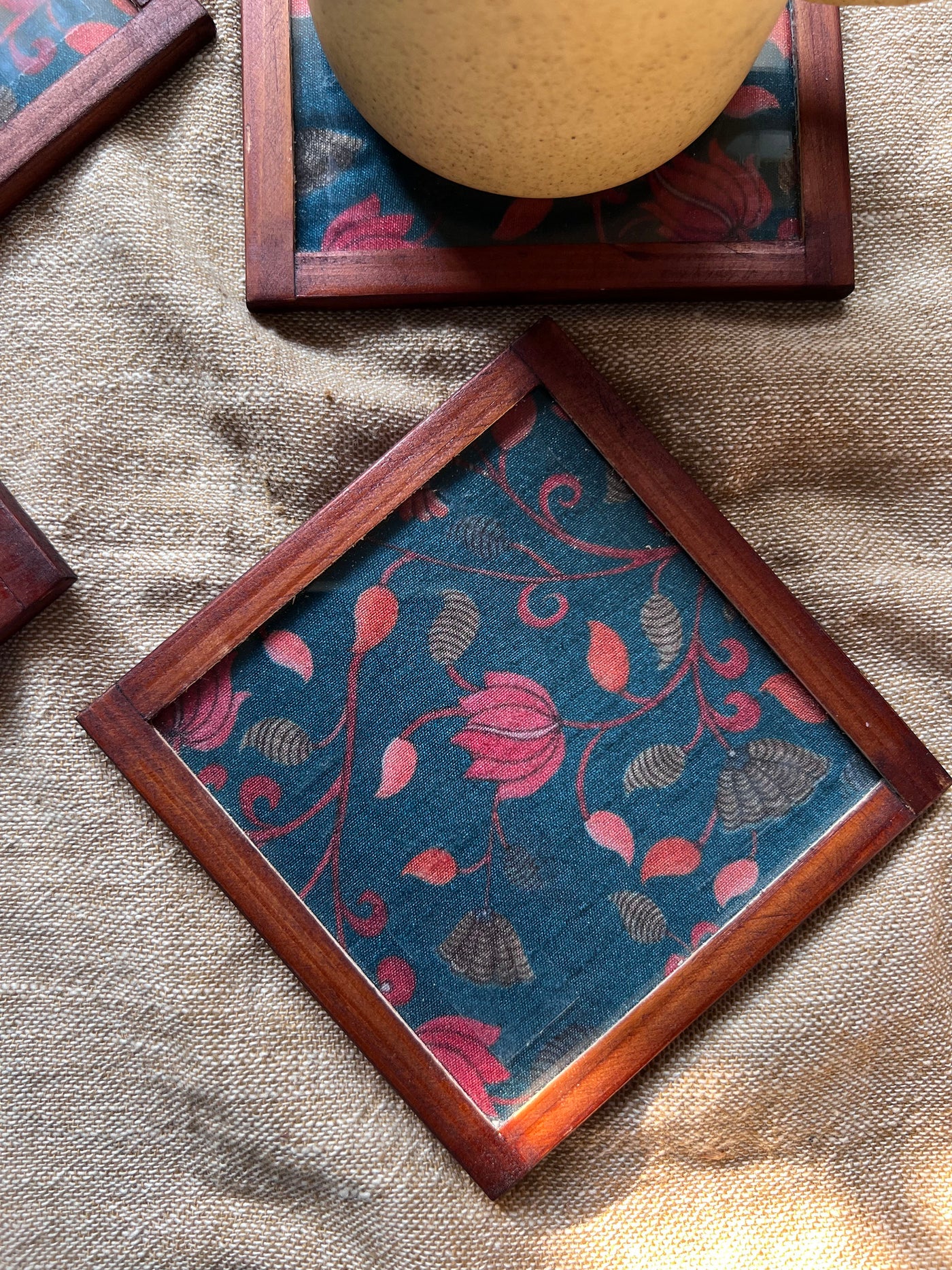 Botanical Bliss coaster - SET OF 4 PCS  with Coaster Holder