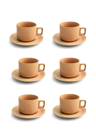 Beige Cup And Saucer - SET OF 2 PCS